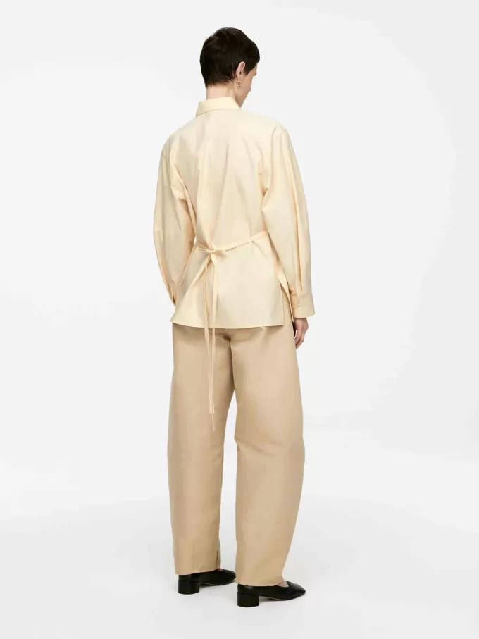 Baumwollbluse mit Bindegürtel