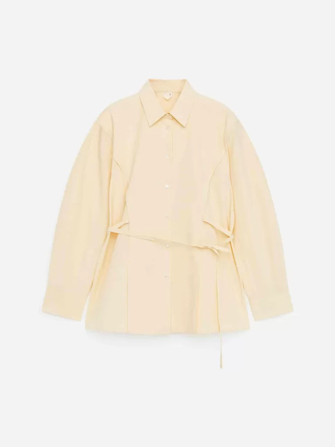 Baumwollbluse mit Bindegürtel