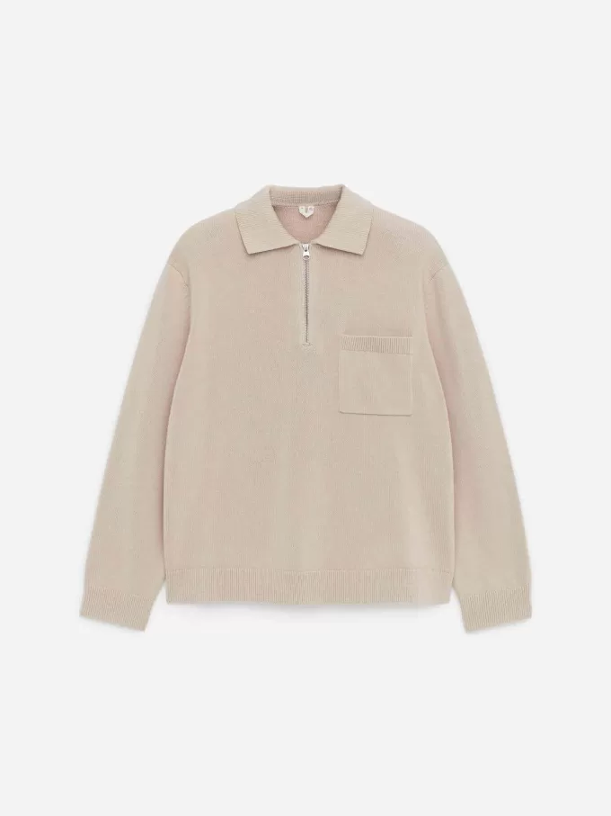 Baumwollpullover mit halbem Reißverschluss