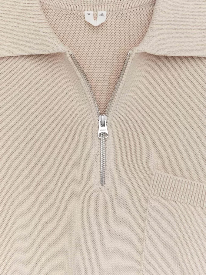 Baumwollpullover mit halbem Reißverschluss