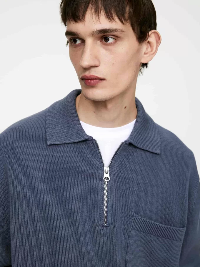 Baumwollpullover mit halbem Reißverschluss Baumwollpullover mit halbem Reißverschluss