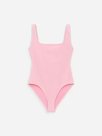 Crinkle-Badeanzug mit quadratischem Ausschnitt