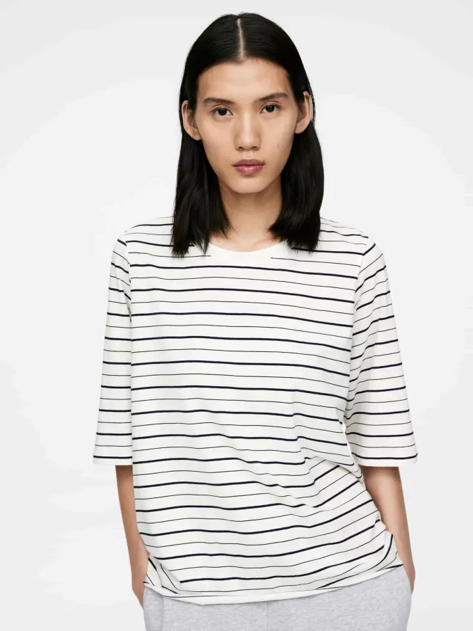 Drapiertes Baumwoll-T-Shirt Drapiertes Baumwoll-T-Shirt