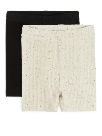 Fahrradshorts aus geripptem Jersey, 2er-Set