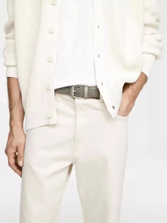 Geflochtener Gürtel mit Lederbesatz