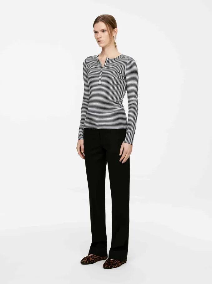 Geripptes Henley-Top Geripptes Henley-Top