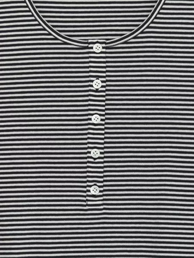 Geripptes Henley-Top Geripptes Henley-Top