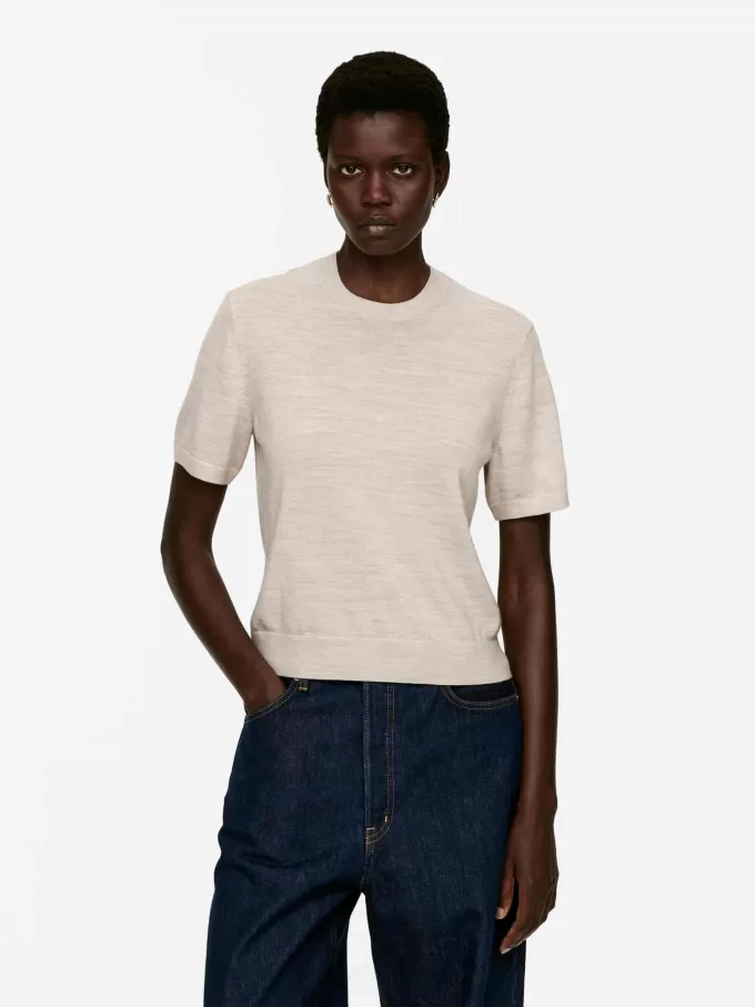 Gestricktes T-Shirt aus Merinowolle
