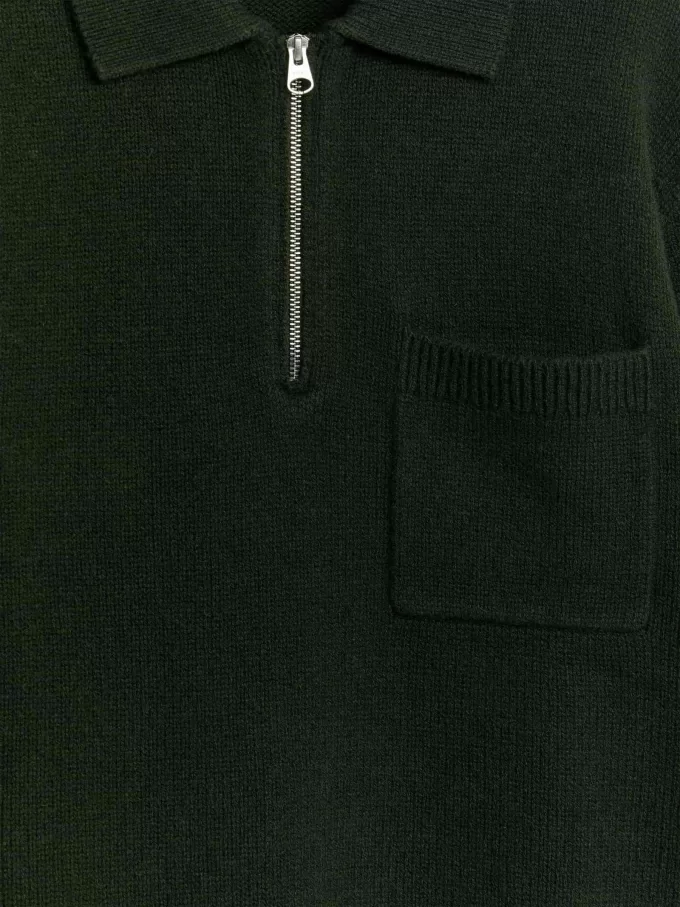 Gestricktes Woll-Poloshirt mit Reißverschluss