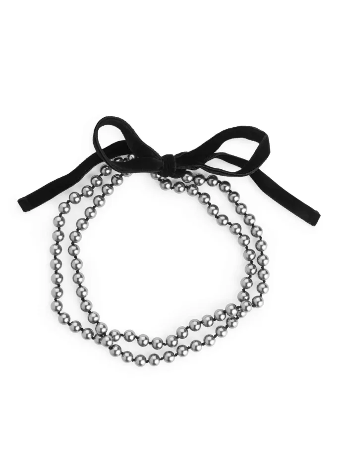 Glasperlen-Samt-Halskette