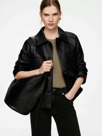 Große Beuteltasche aus Leder