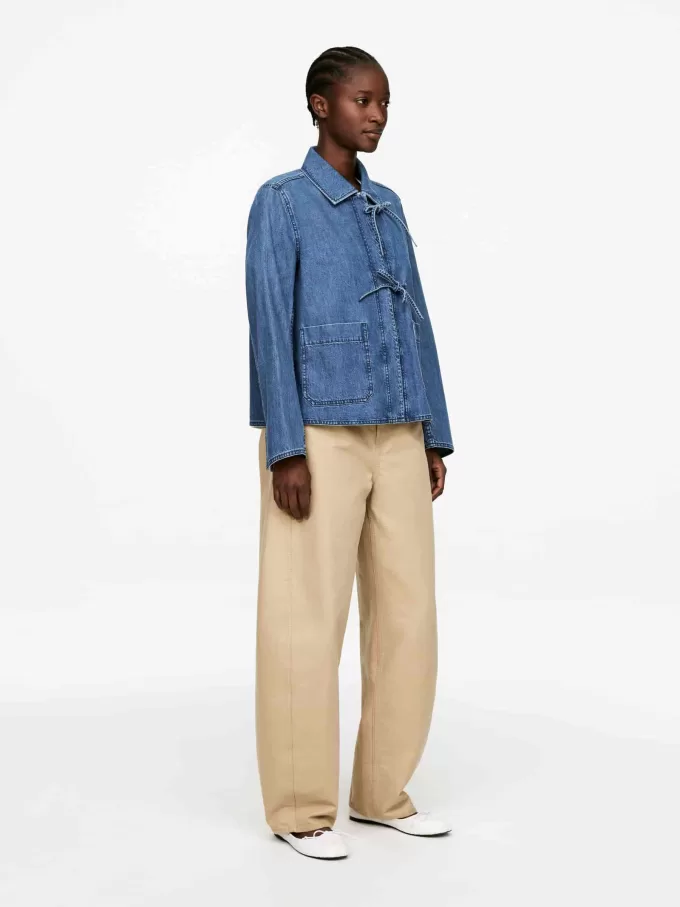 Jeans-Overshirt mit Bindeband