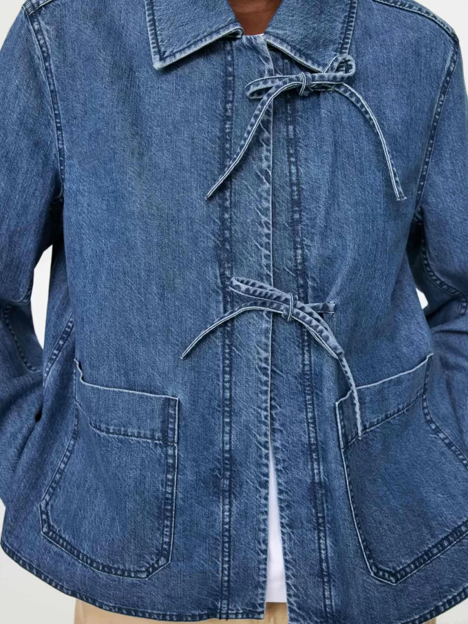 Jeans-Overshirt mit Bindeband