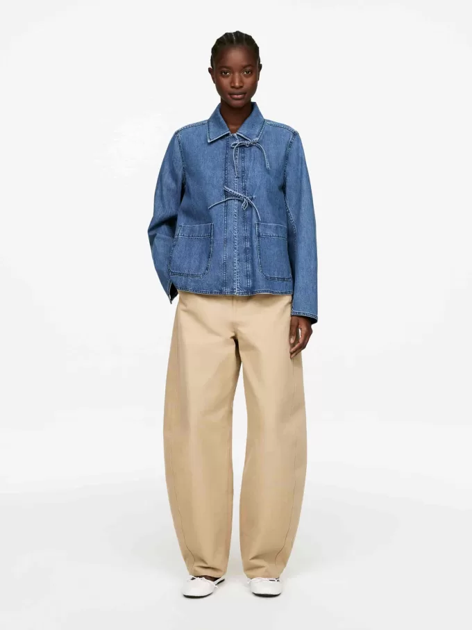 Jeans-Overshirt mit Bindeband