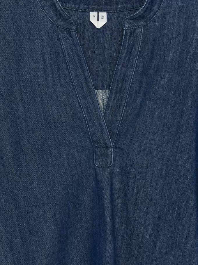 Jeansbluse mit voluminösen Ärmeln