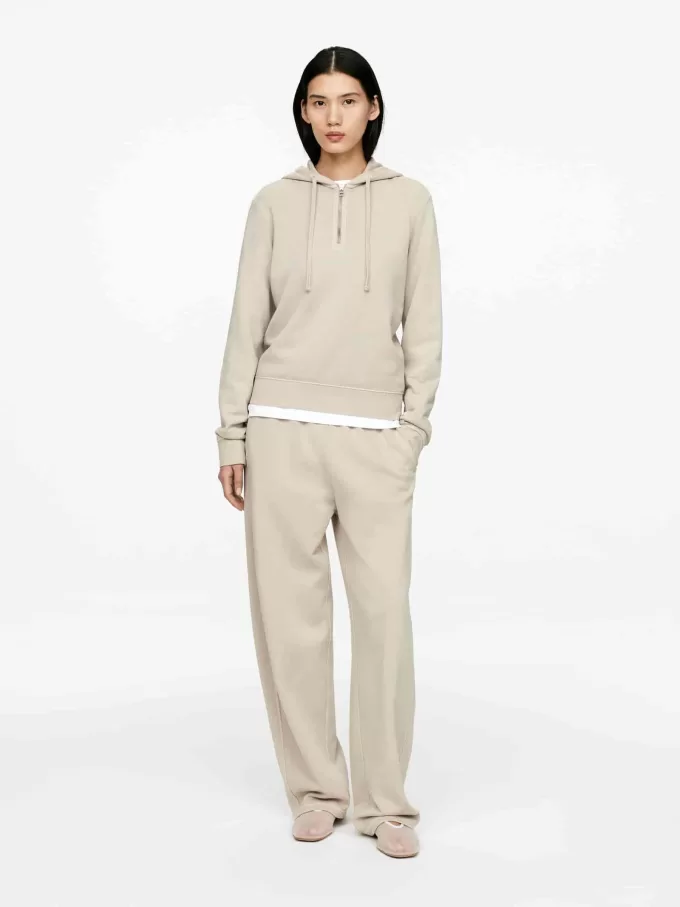 Kapuzenpullover aus Baumwolle mit halbem Reißverschluss