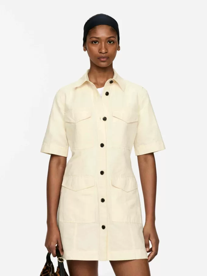 Kleid aus Leinen-Baumwolle