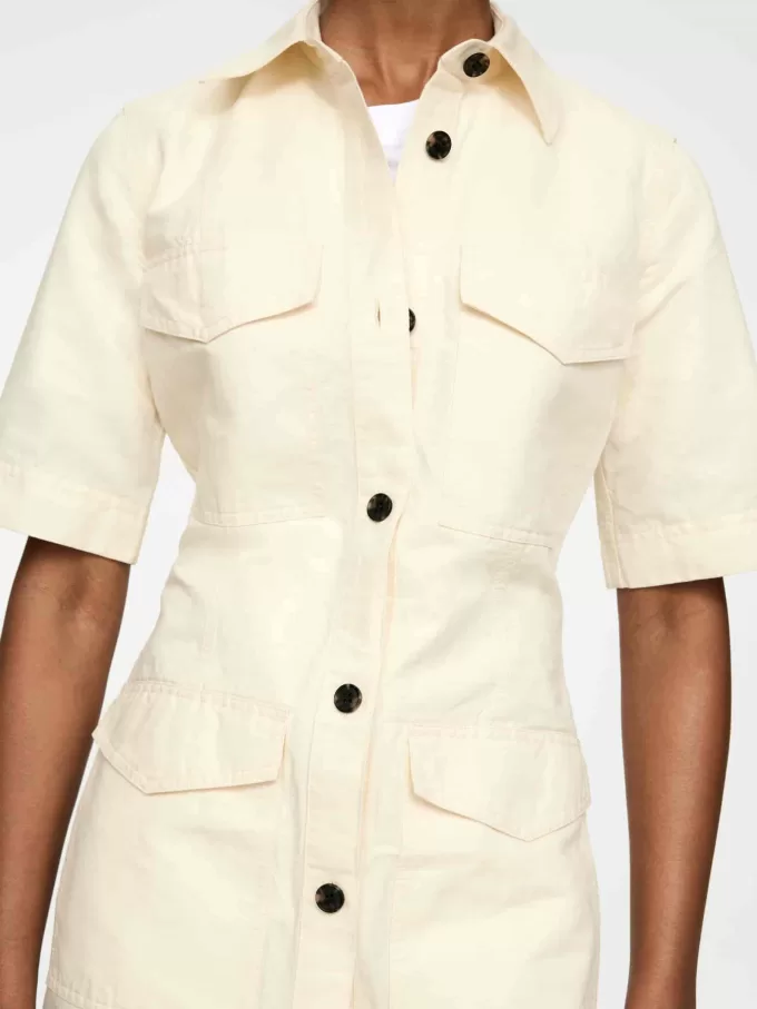 Kleid aus Leinen-Baumwolle