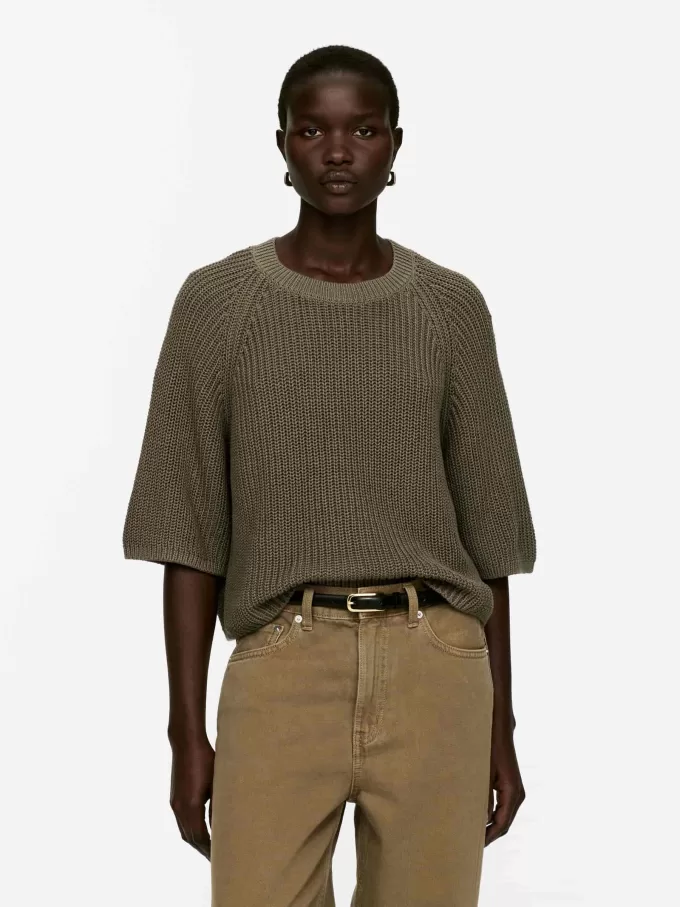 Kurzarm-Top aus Rippstrick Kurzarm-Top aus Rippstrick