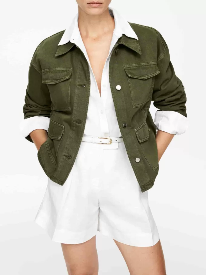 Leinenshorts mit hoher Taille