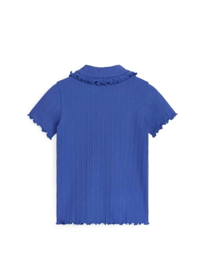 Oberteil aus geripptem Jersey mit Rüschenkragen