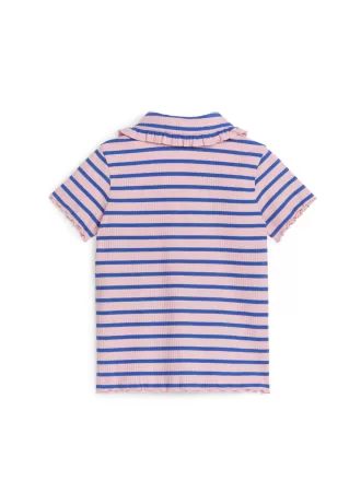 Oberteil aus geripptem Jersey mit Rüschenkragen