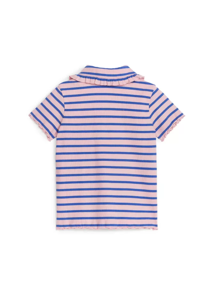 Oberteil aus geripptem Jersey mit Rüschenkragen Oberteil aus geripptem Jersey mit Rüschenkragen