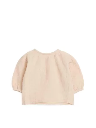 Puffärmelige Bluse aus Baumwollmusselin Puffärmelige Bluse aus Baumwollmusselin