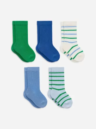 Rippstrick-Babysocken, 5 Paar