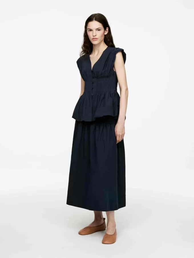 Rock aus Baumwolle mit Biesen