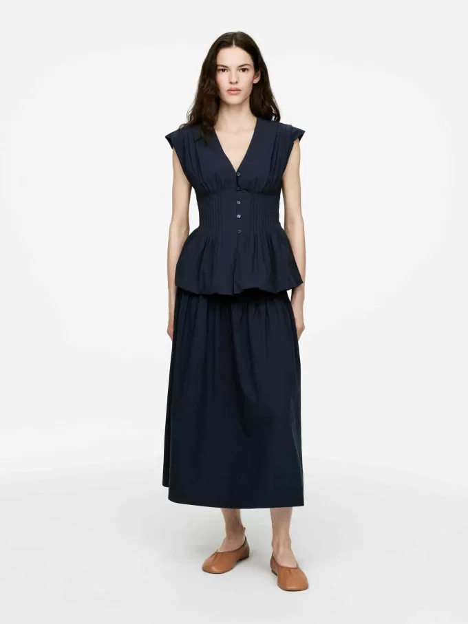 Rock aus Baumwolle mit Biesen