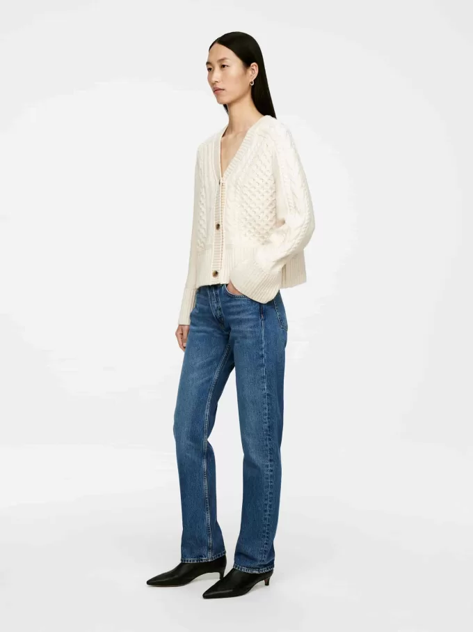 Strickjacke aus Wolle mit Zopfmuster