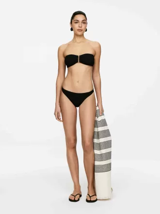 Strukturierter Bikini-Slip mit hoher Taille