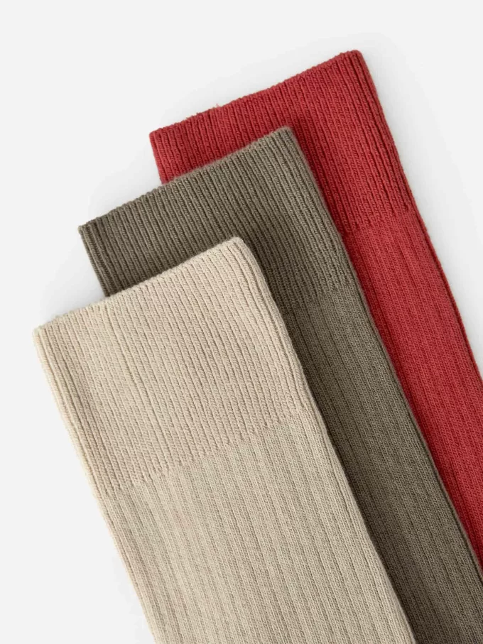 Supima-Baumwollrippsocken-Set mit 3 Paaren