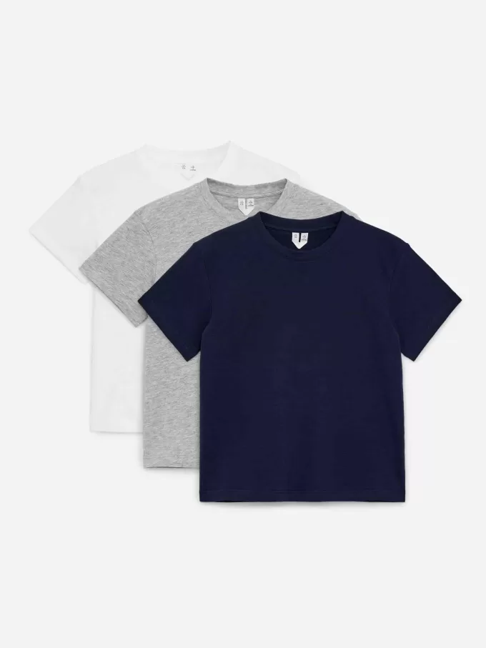 T-Shirt mit Rundhalsausschnitt im 3er-Set