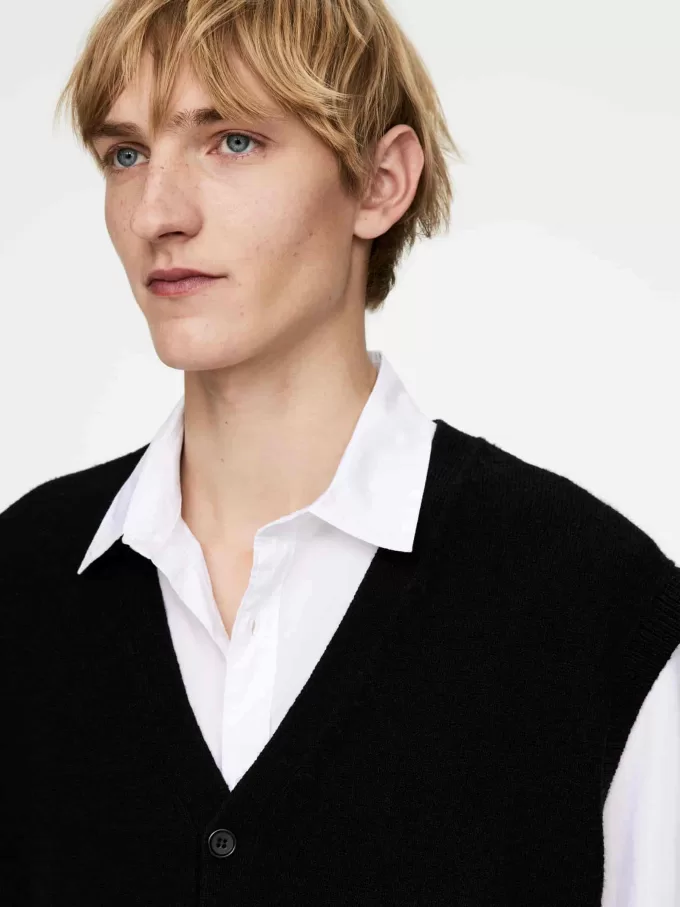 Weste-Cardigan aus Wolle und Baumwolle